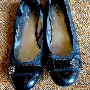 Coach black leather flats. NWOT.
